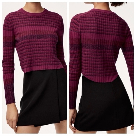 Babaton Nathaniel space dyed striped cropped sweater in raspberry Size M - Picture 1 of 6